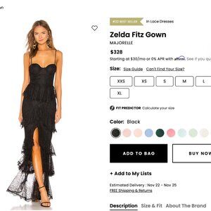 MAJORELLE Zelda Fitz Gown, Black, XS